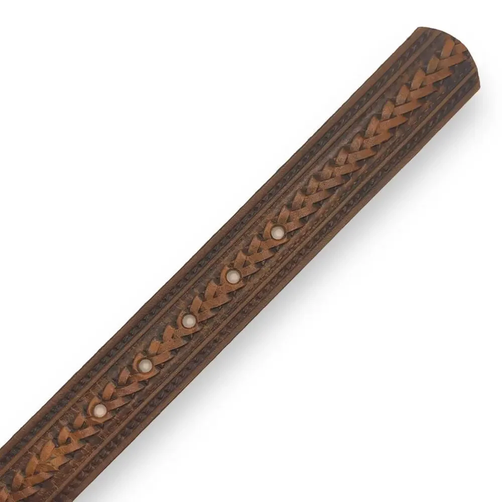 Top Grain Leather Belt Brown Tooled‎ Design 38”
